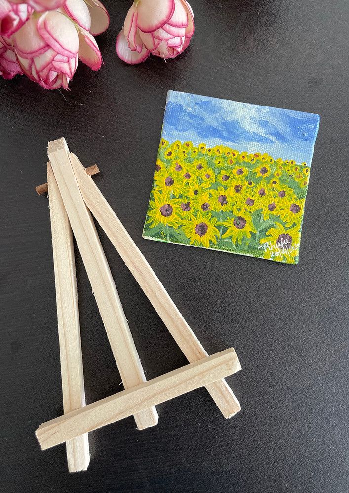 Sunflower field mini canvas painting
