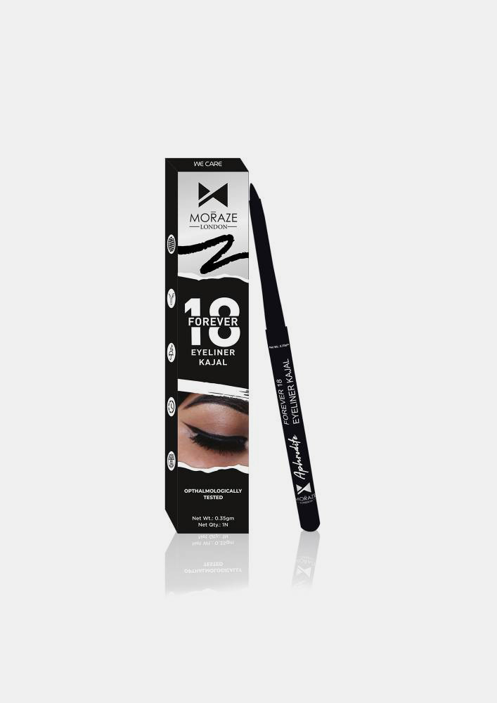 Moraze Intense Black Kajal Eyeliner, Waterproof, Smudge Proof, Highly Pigmented Pencil Kajal, 0.35 gm