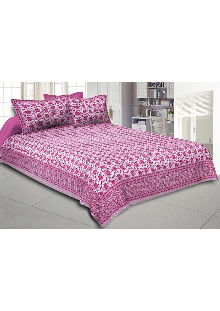 Pink Twinkling Jugnoo King Size Bedsheet