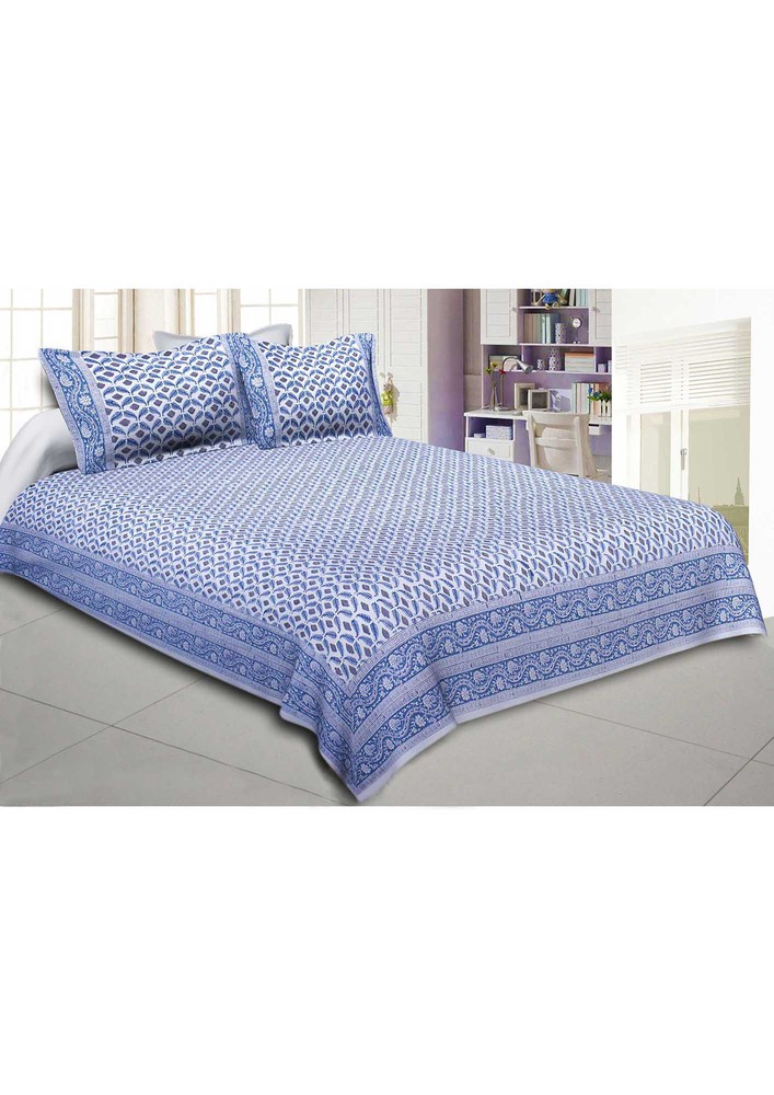 Paisley Petals Blue King Size Bedsheet