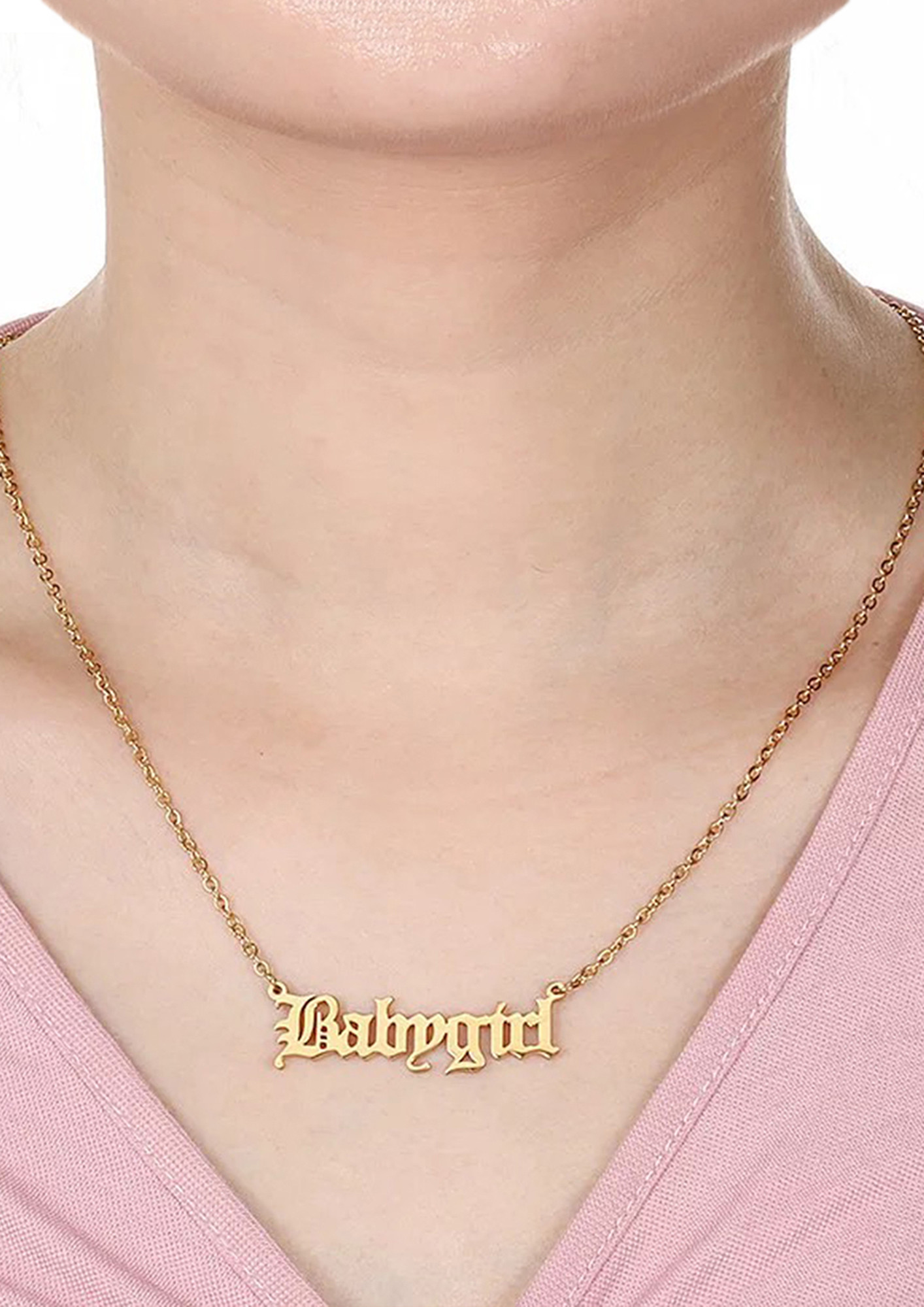 Gold Name Necklace. Lowercase Personalized 14k Gold Script Name Neckla –  Aziza Love