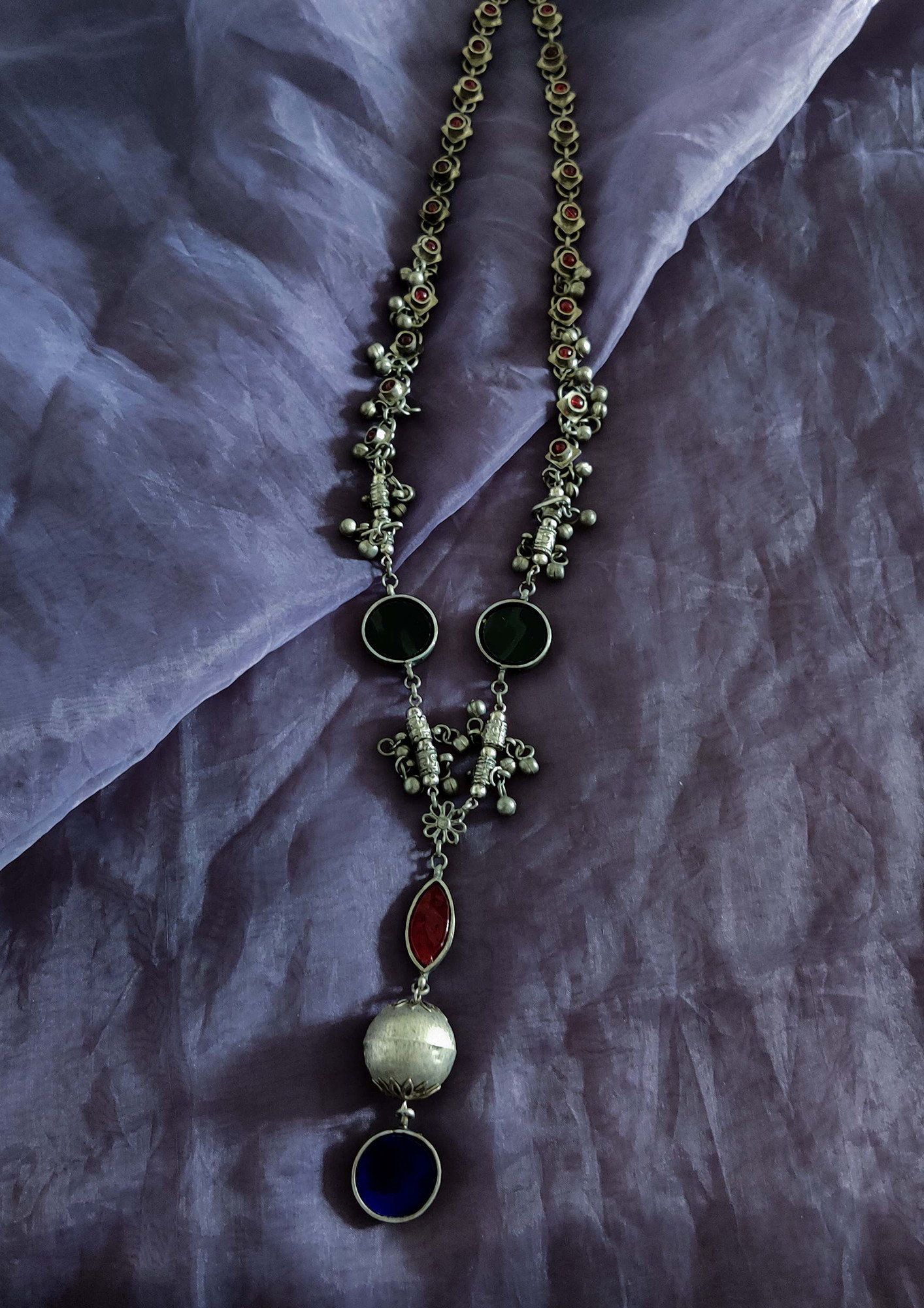 Glass & Ghunghru Chain Necklace