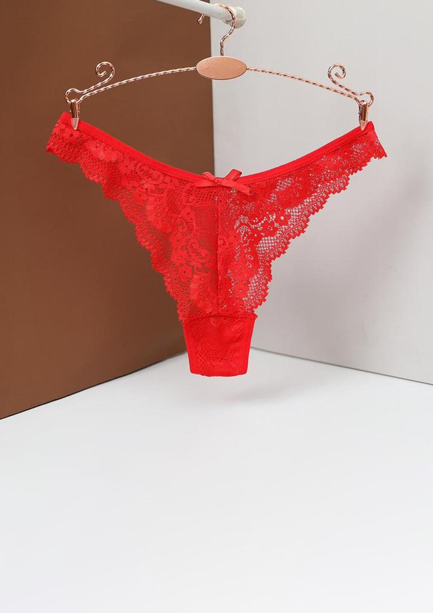 Buy LOW-RISE RED LACY THONG BRIEF for Women Online in India