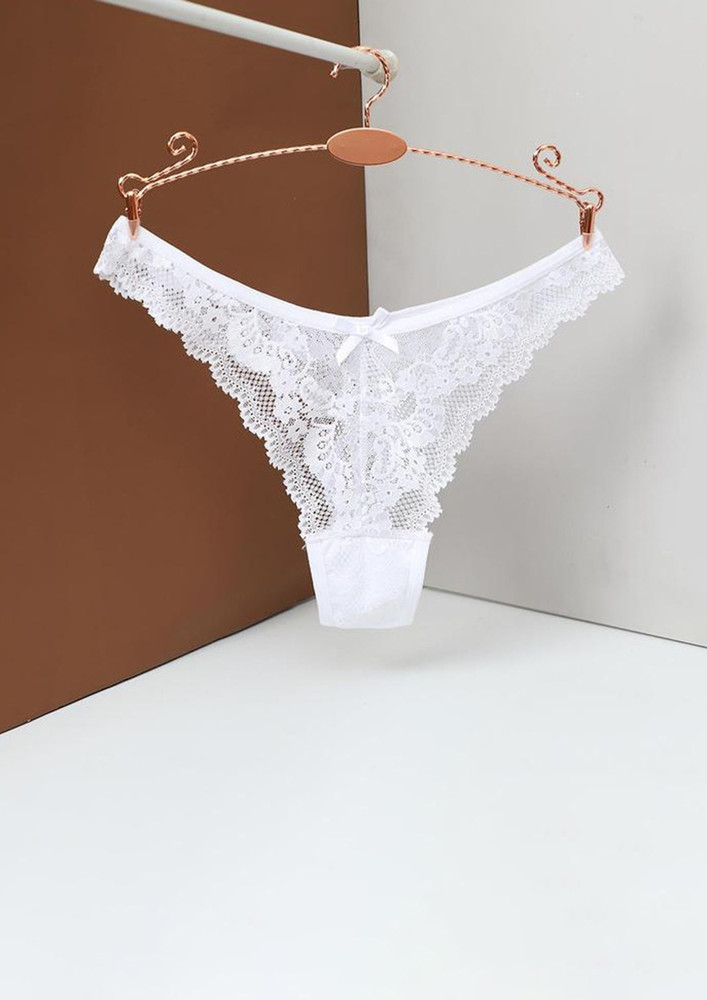 LOW-RISE WHITE LACY THONG BRIEF