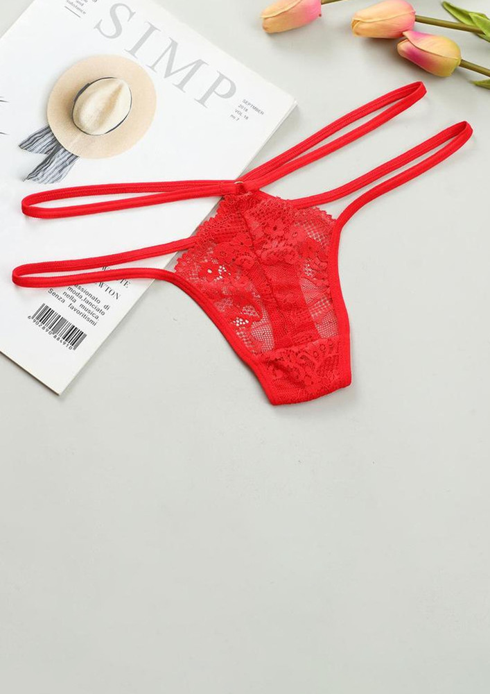 LOW-RISE T-BACK LACY RED THONG