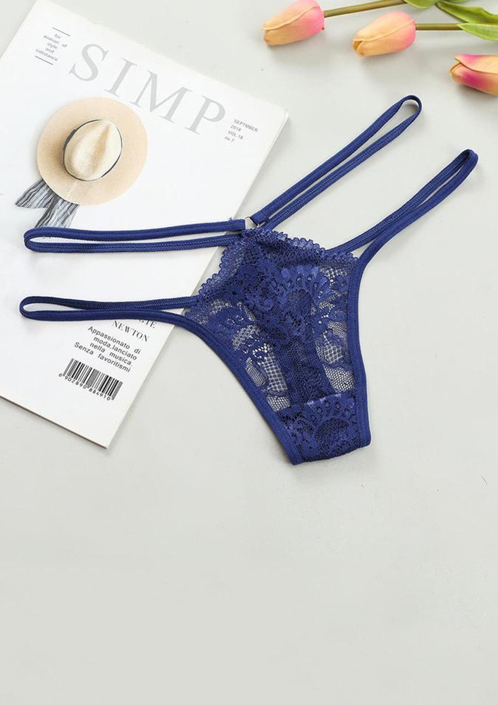 LOW-RISE T-BACK LACY BLUE THONG