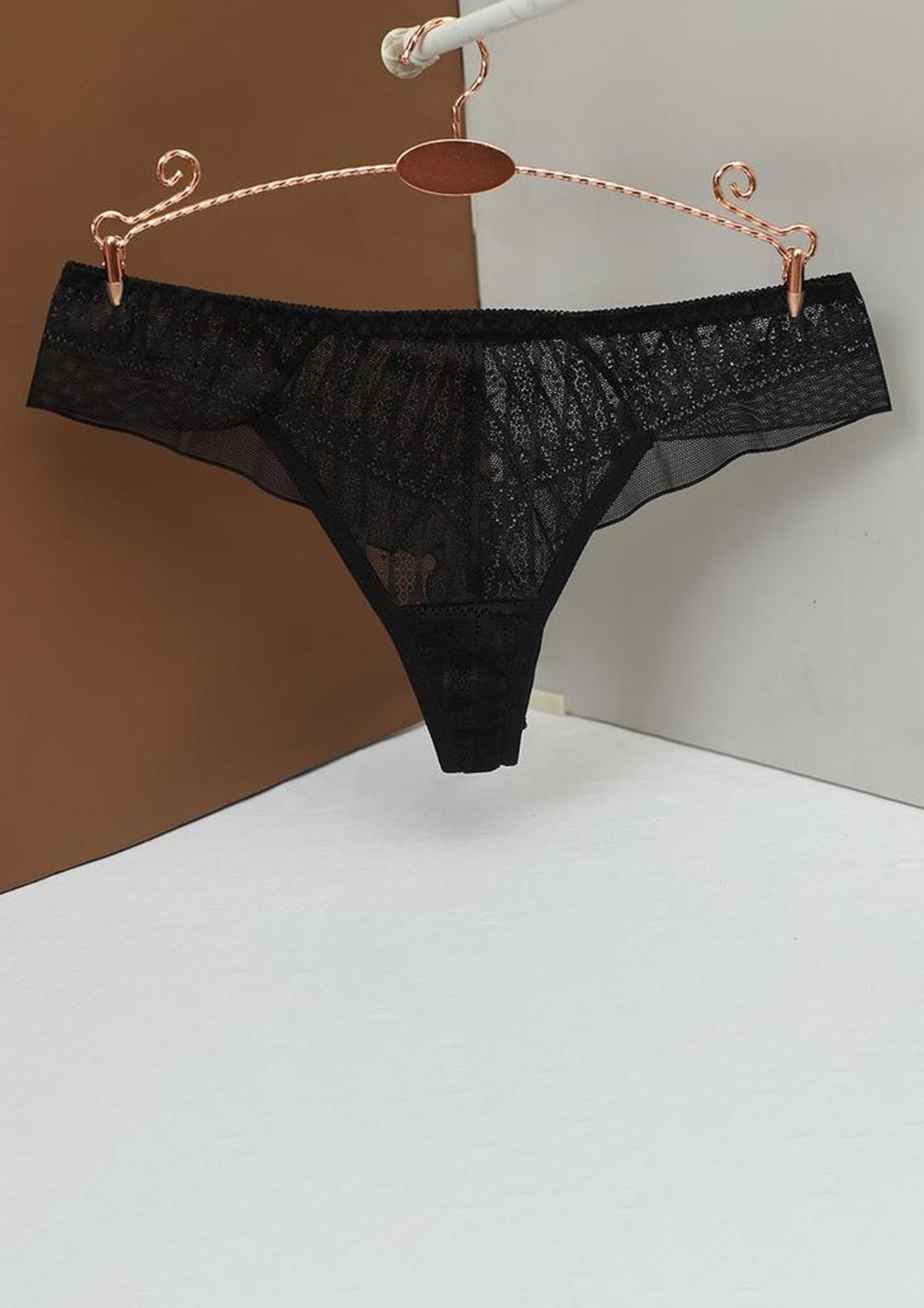 Buy SEAMLESS BLACK JACQUARD LACE THONG for Women Online in India
