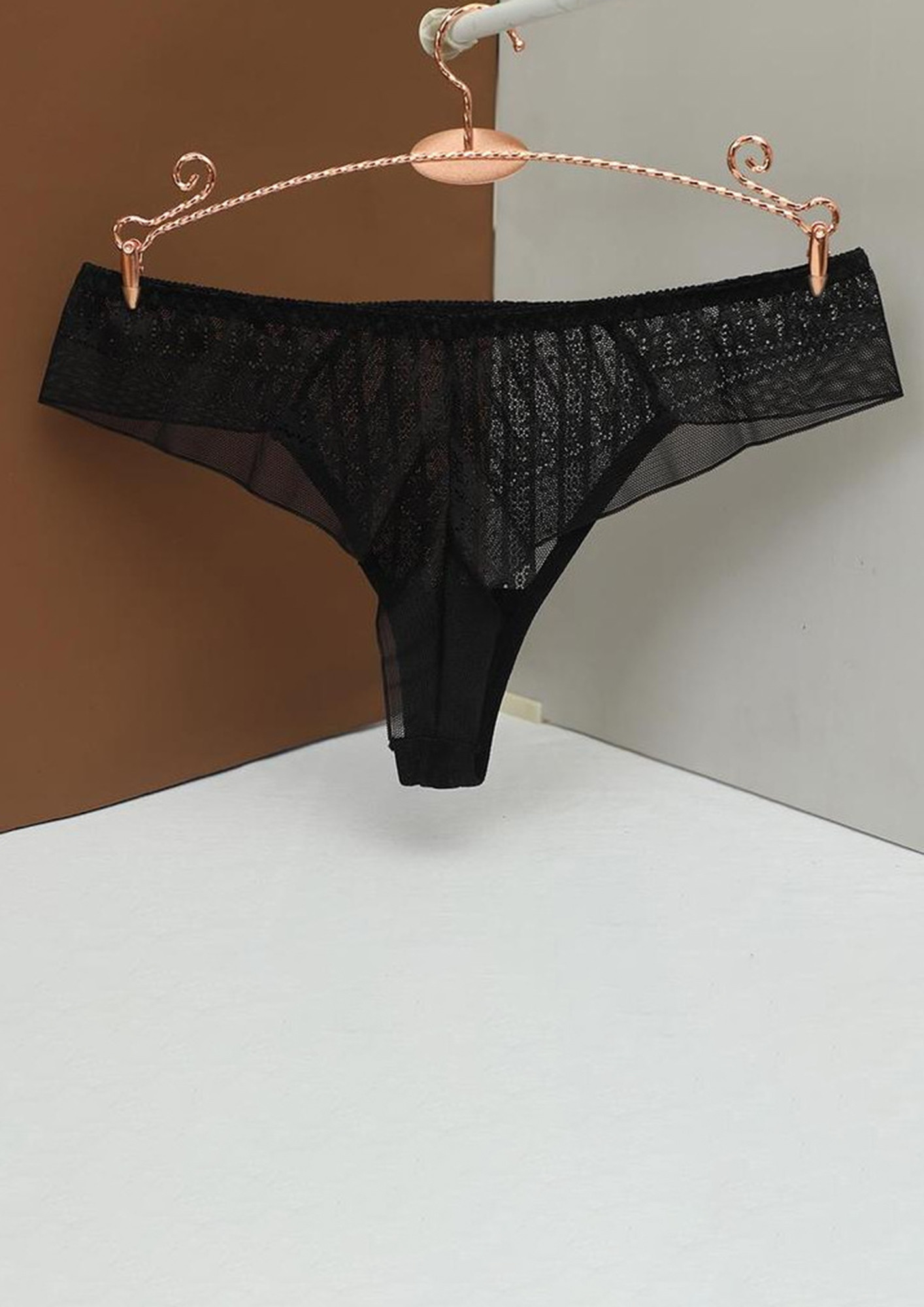 Buy SEAMLESS BLACK JACQUARD LACE THONG for Women Online in India