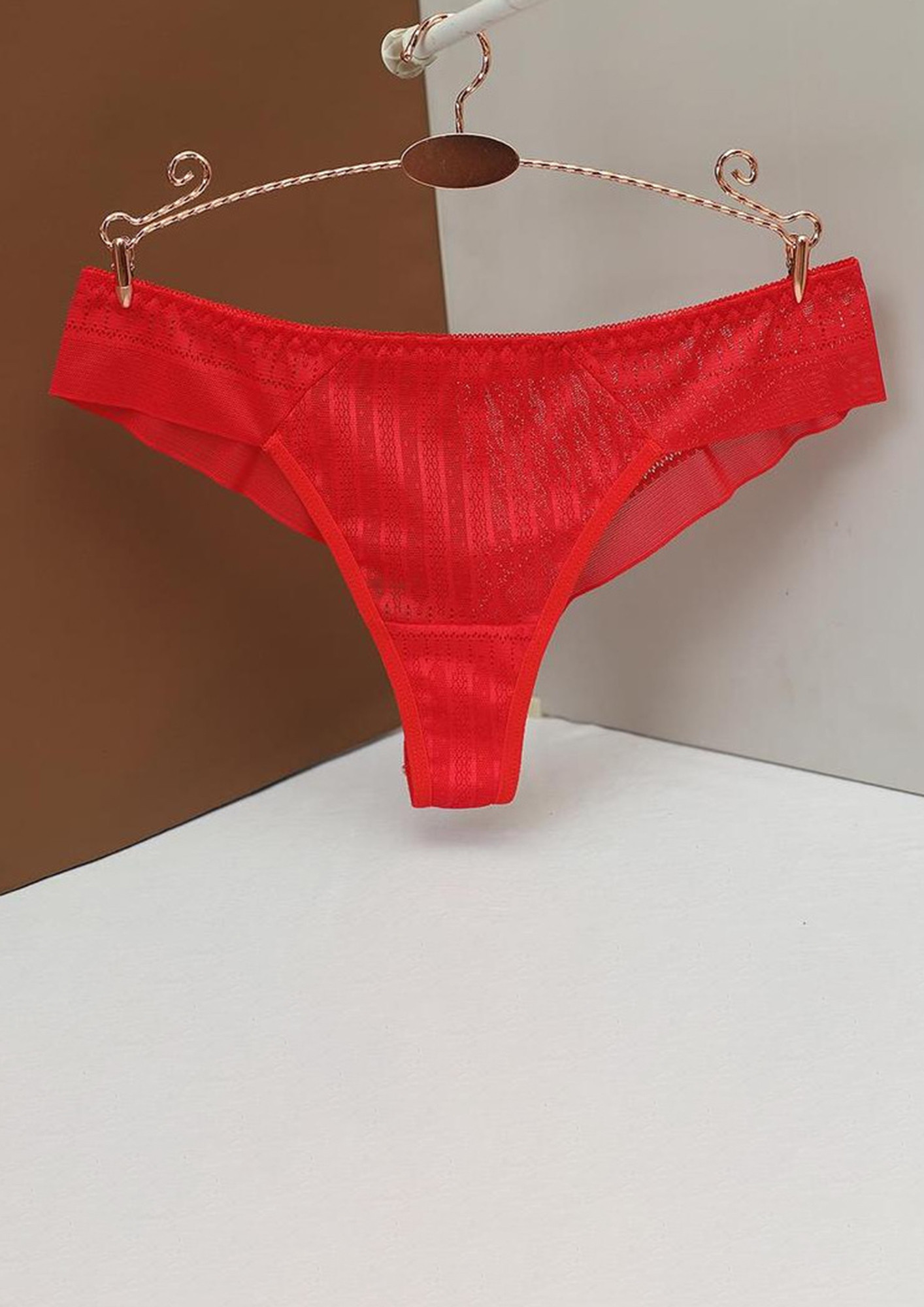 Buy SEAMLESS RED JACQUARD LACE THONG for Women Online in India