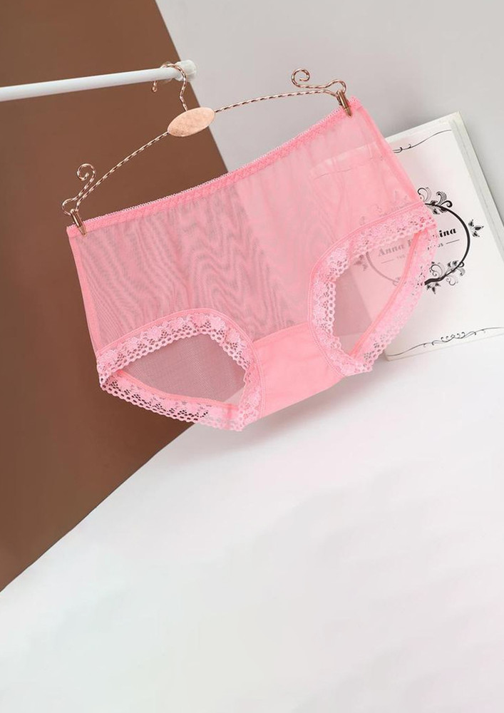 PINK LOW-RISE MESH HIPSTER BRIEF
