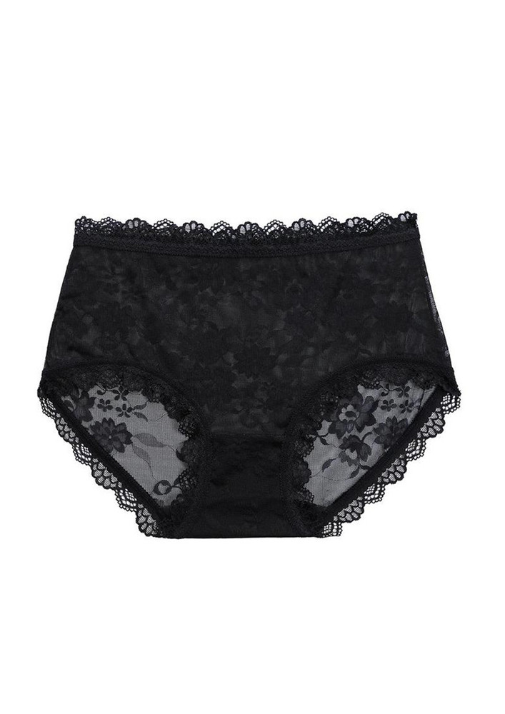 BLACK LOW-RISE LACY HIPSTER BRIEF
