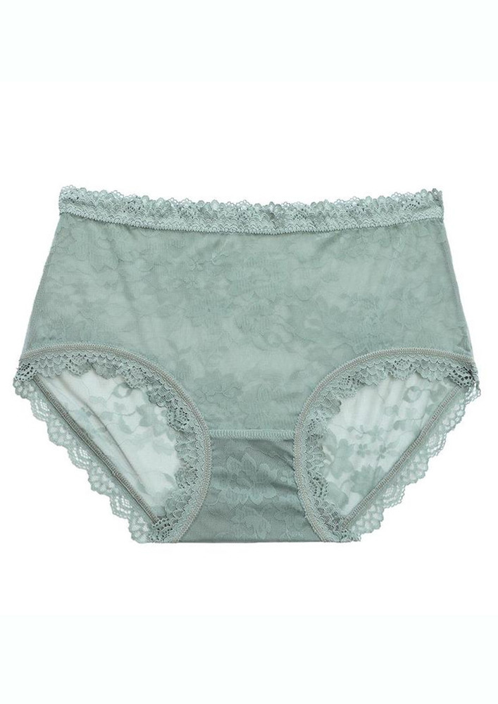 GREEN LOW-RISE LACY HIPSTER BRIEF