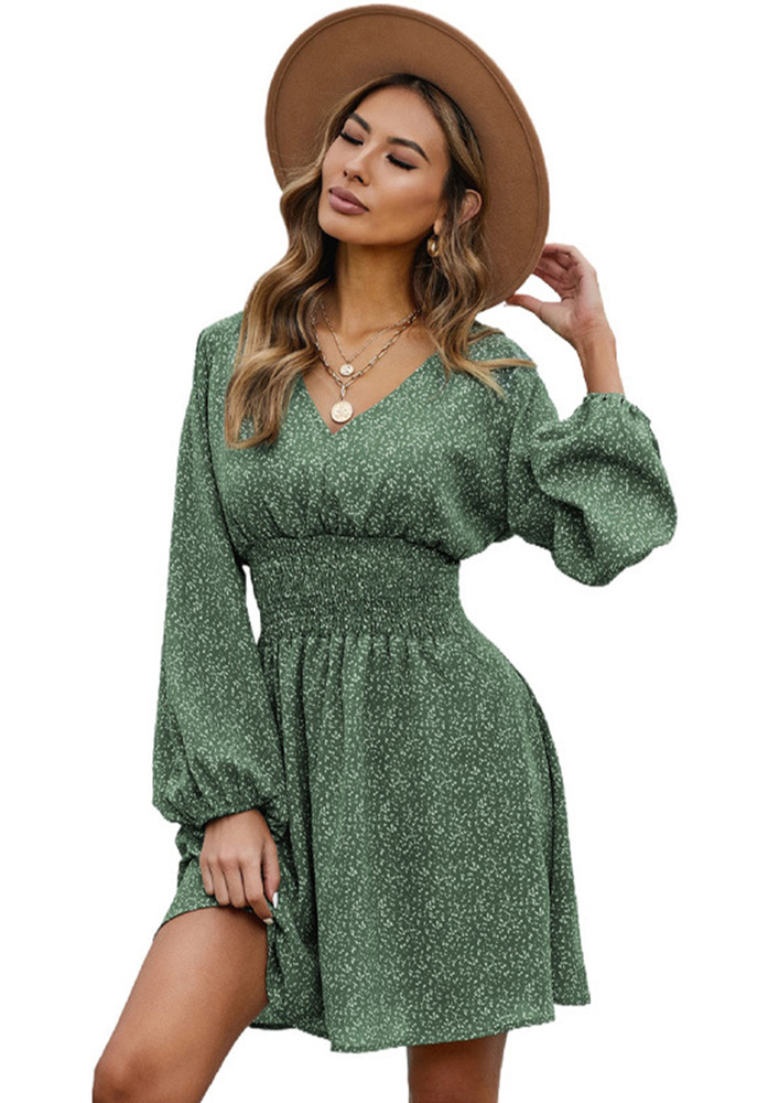 Synched Layer Green Dress