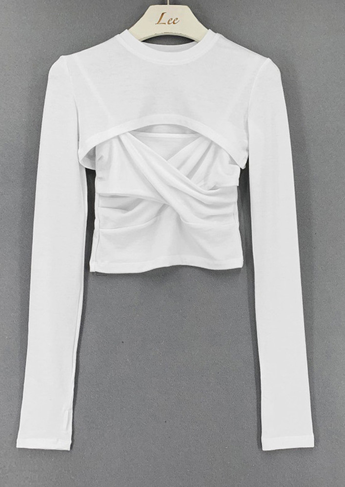 RUCHED CUT-OUT FRONT WHITE TWO PIECE SET
