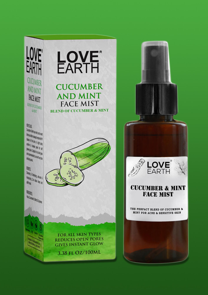 Love Earth Cucumber Mint Face Mist Toner For Acne Defense Sensitive Skin 100ml