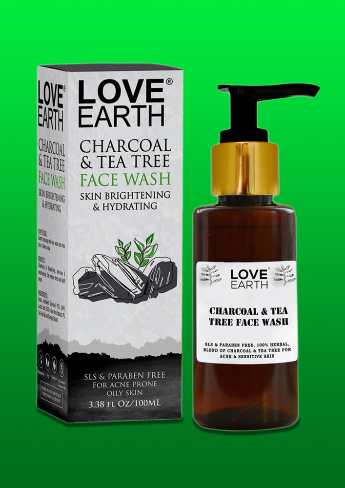 Love Earth Charcoal Tea Tree Face Wash For Oil Control, Acne & Detox