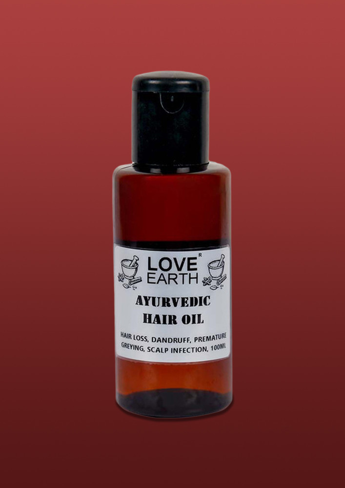 Love Earth Ayurvedic Hair Oil With Brahmi, Amla & Shikakai For Stronger And Shinier Hair 100ml