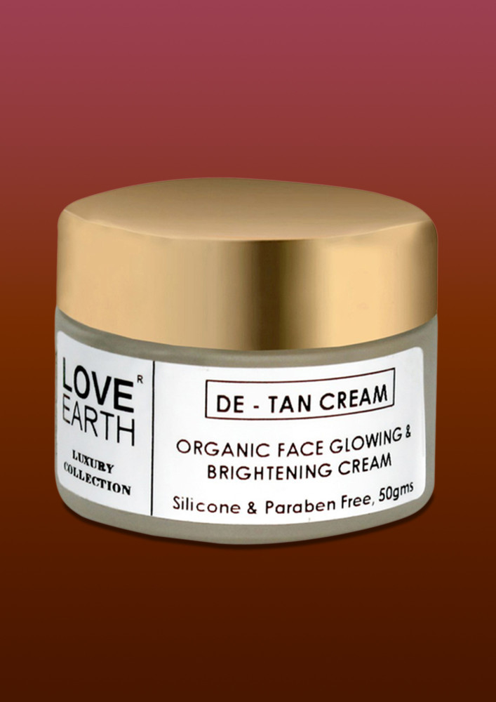 Love Earth De-tan Moisturizing Cream With Aloe Vera & Sandalwood Extract For Pigmentation & Even Skin Tone, Silicon & Paraben Free 50gm