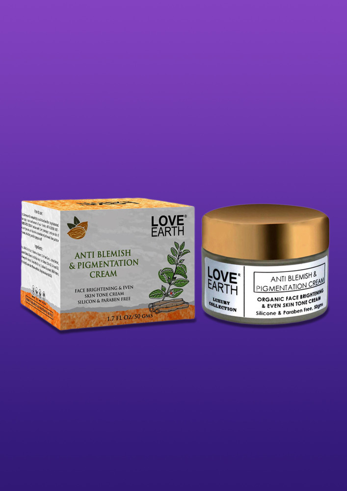 Love Earth Anti-blemish & Anti-pigmentation Cream With Aloe Vera & Vitmain E For Reducing Acne, Pimples, & Skin Brightening 50gm