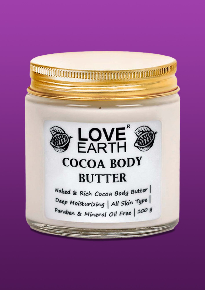 Love Earth Cocoa Body Butter With Organic Shea Butter & Cocoa Butter For Skin Moisturization & Nourishment, For Men & Women 100gm
