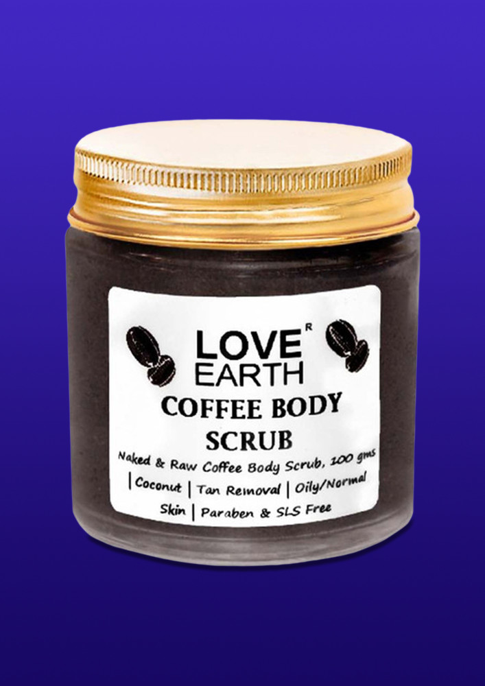 Love Earth Coffee Body Scrub With Organic Shea Butter & Vitamin E For Skin Moisturization & Tan Removal For All Skin Types 100gm