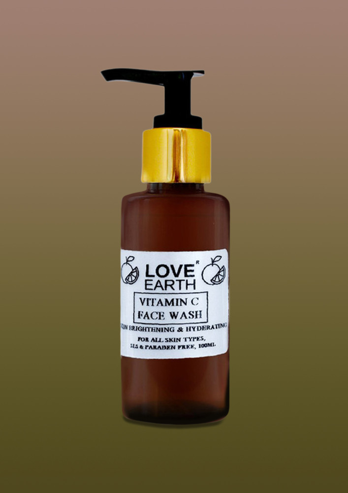 Love Earth Vitamin C Face Wash With Pure Vitamin C, Ashwgandha & Aloe Vera Extracts For Skin Hydration & Skin Radiance For All Skin Types 100ml