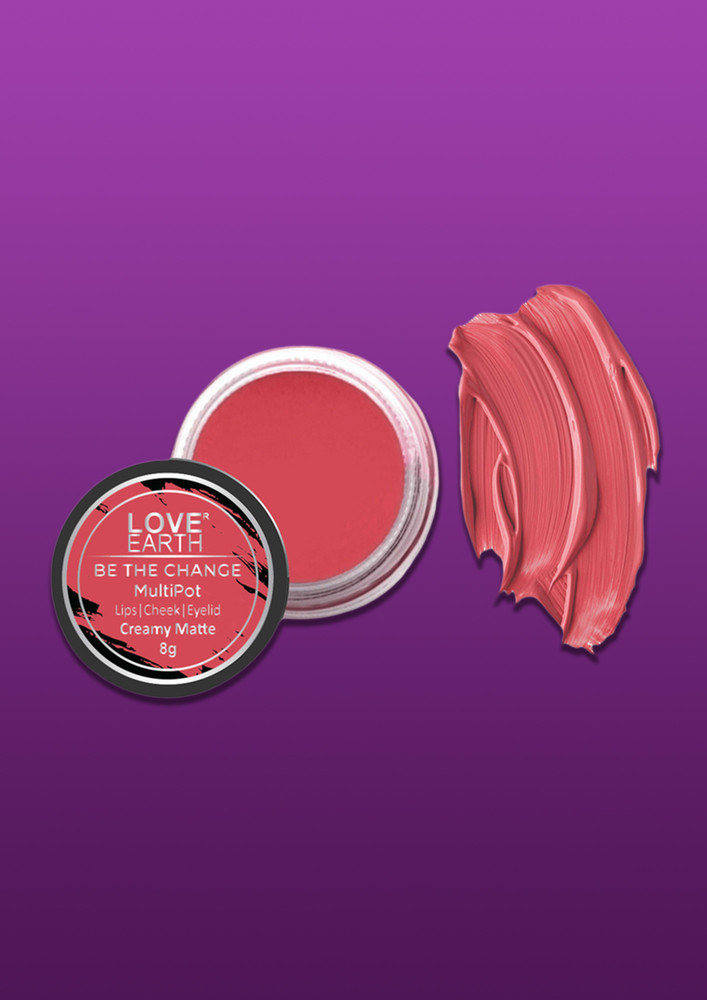 Love Earth Lip Tint & Cheek Tint Multipot-be The Change With Richness Of Jojoba Oil And Vitamin E For Lips, Eyelids & Cheeks