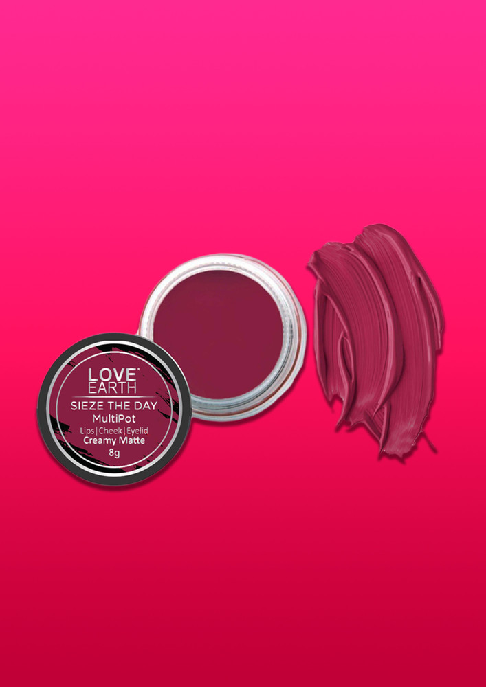 Love Earth Lip Tint & Cheek Tint Multipot-sieze The Day With Richness Of Essential Oils And Vitamin E For Lips, Eyelids & Cheeks