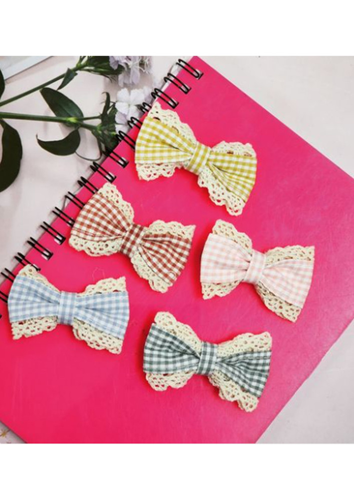 Pretty and Cute Hair Bow Clip Pin Pack of 5 by The Little Girl Store-LG_PrettyBow01