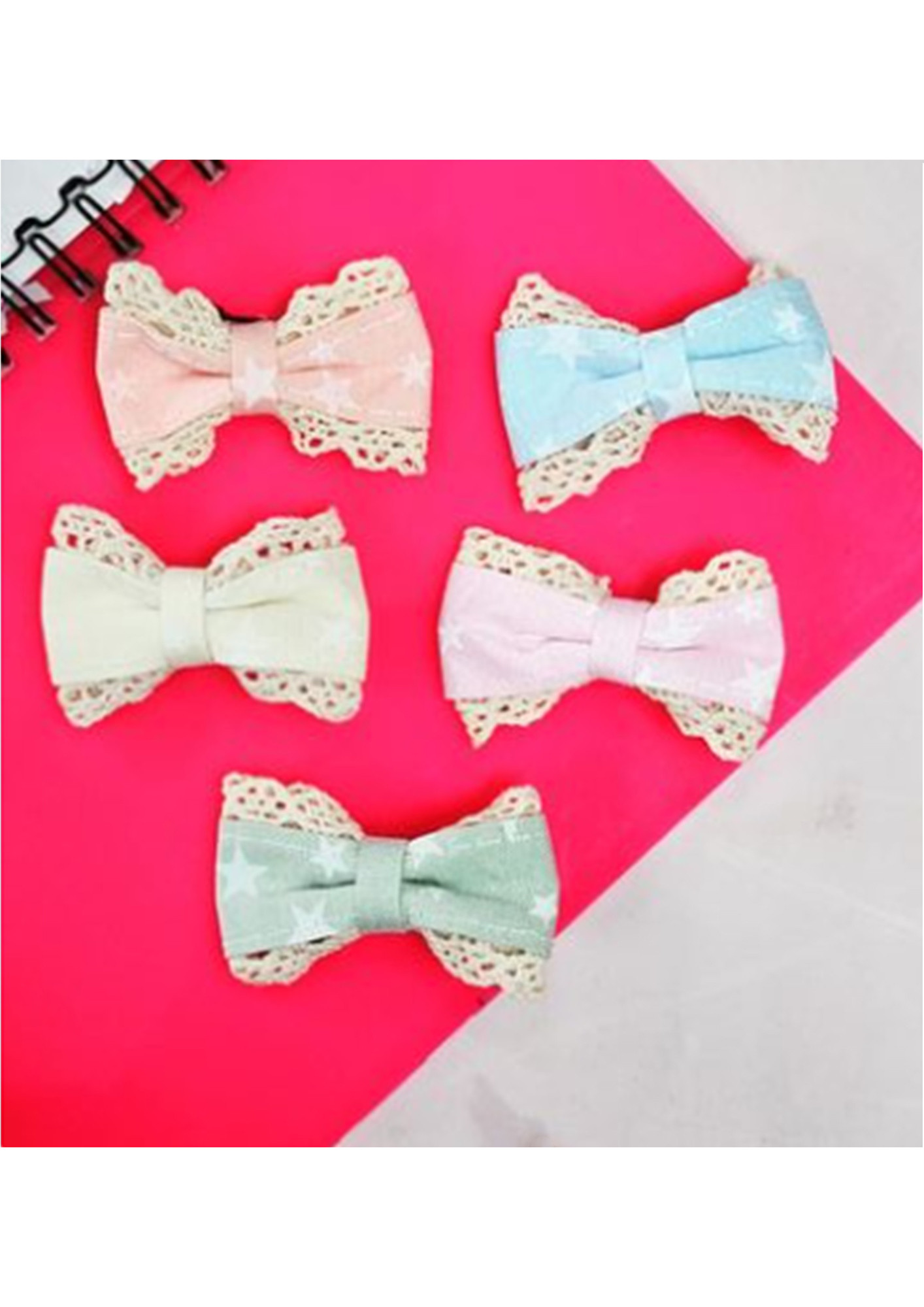 Pretty and Cute Hair Bow Clip Pin Pack of 5 by The Little Girl Store-LG_PrettyBow07