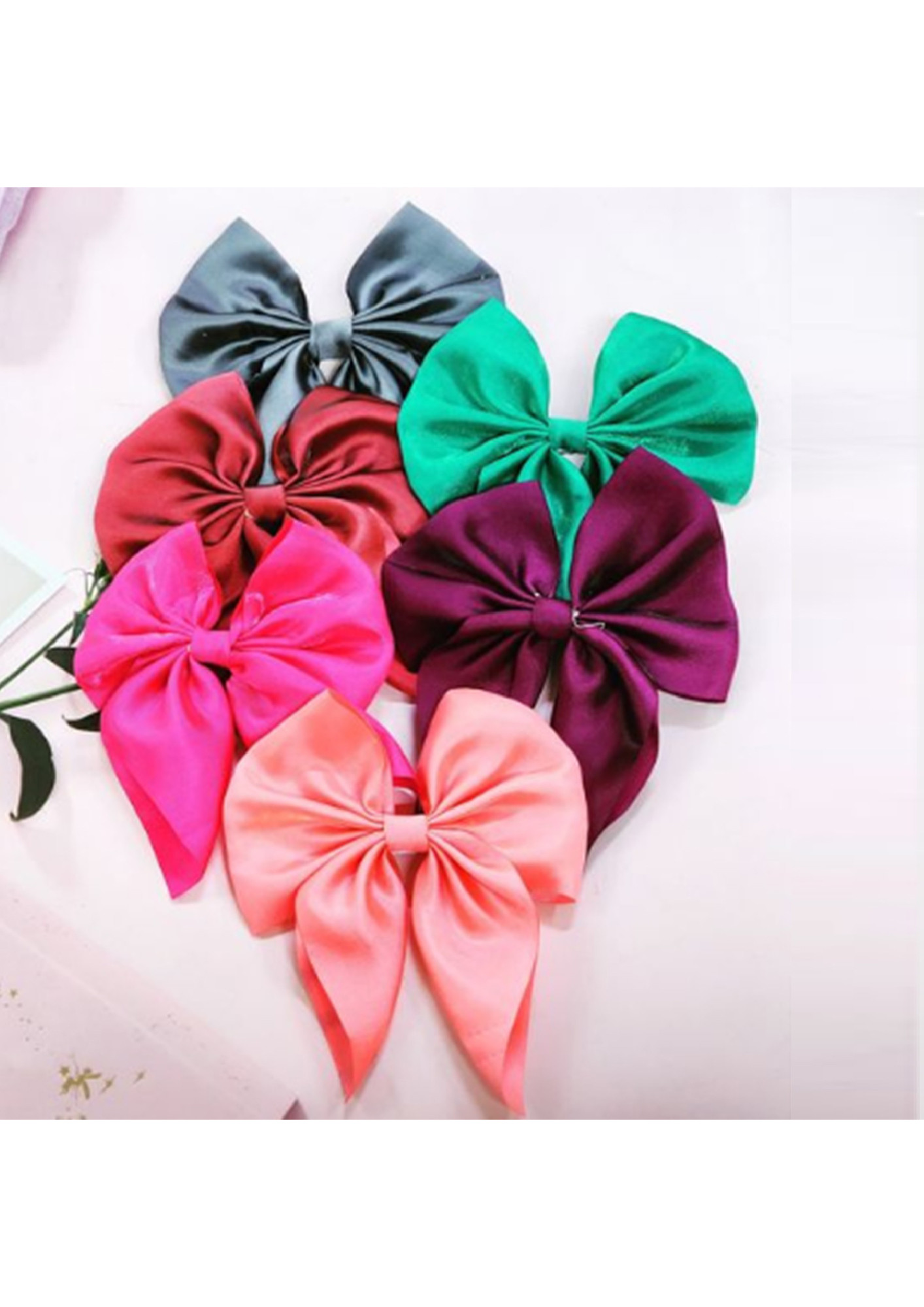 Buy Big Bow Satin Hair Clip/Pin Multicolored Pack of 6 Hair Ribbon Bow  Clips For Girls Kids Women by The Little Girl Store for Women Online in  India