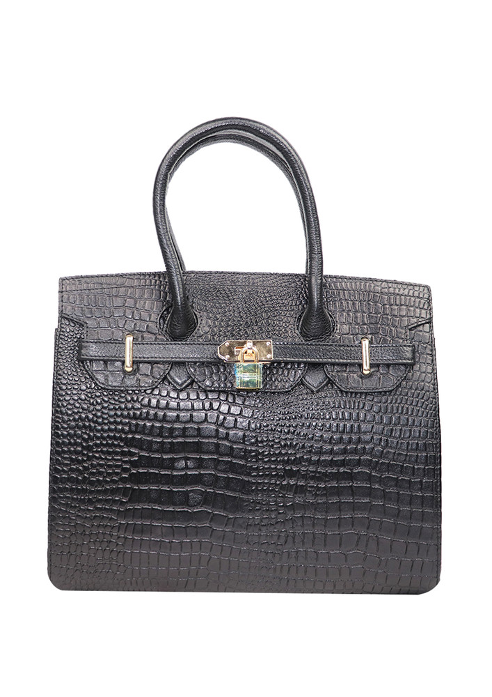 Women'S Leather Crocodile Handbag Crossbody Bag For Women | Black