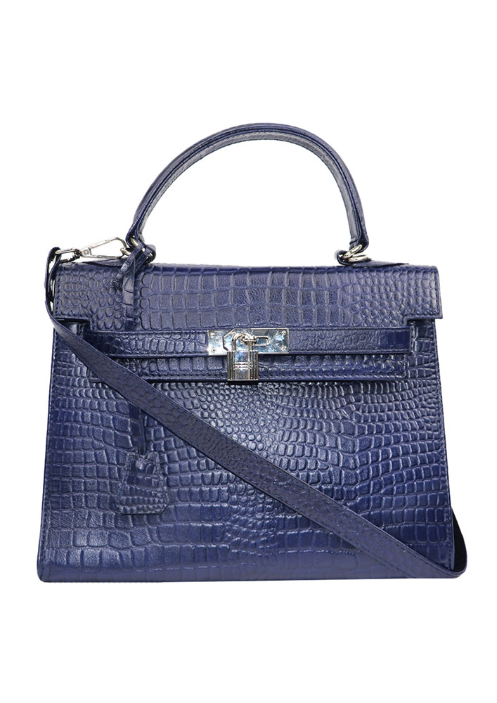 Designer Blue Cute Handbag With Unique Lock