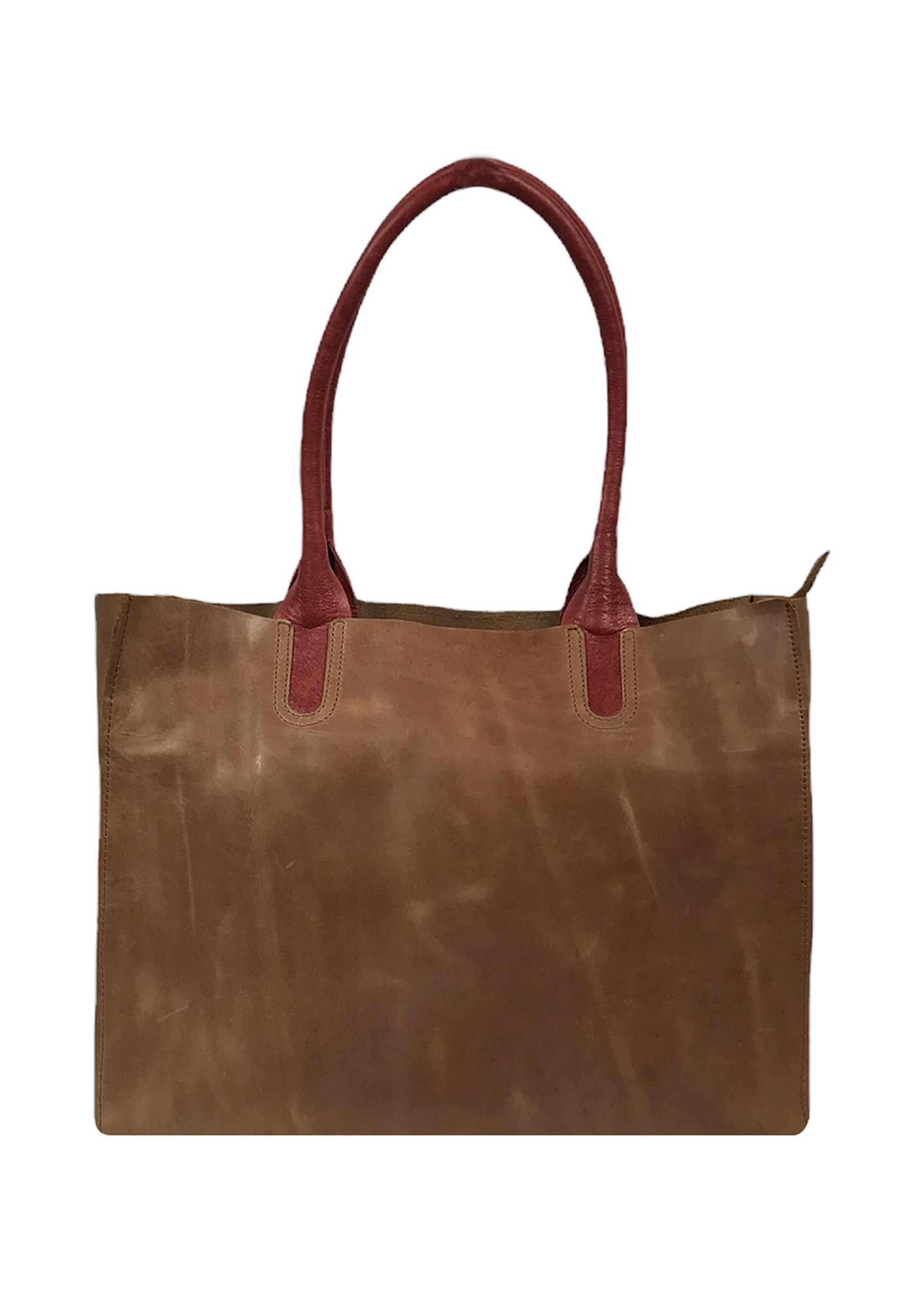 Brown Tote Bag With Leather Shoulder Straps