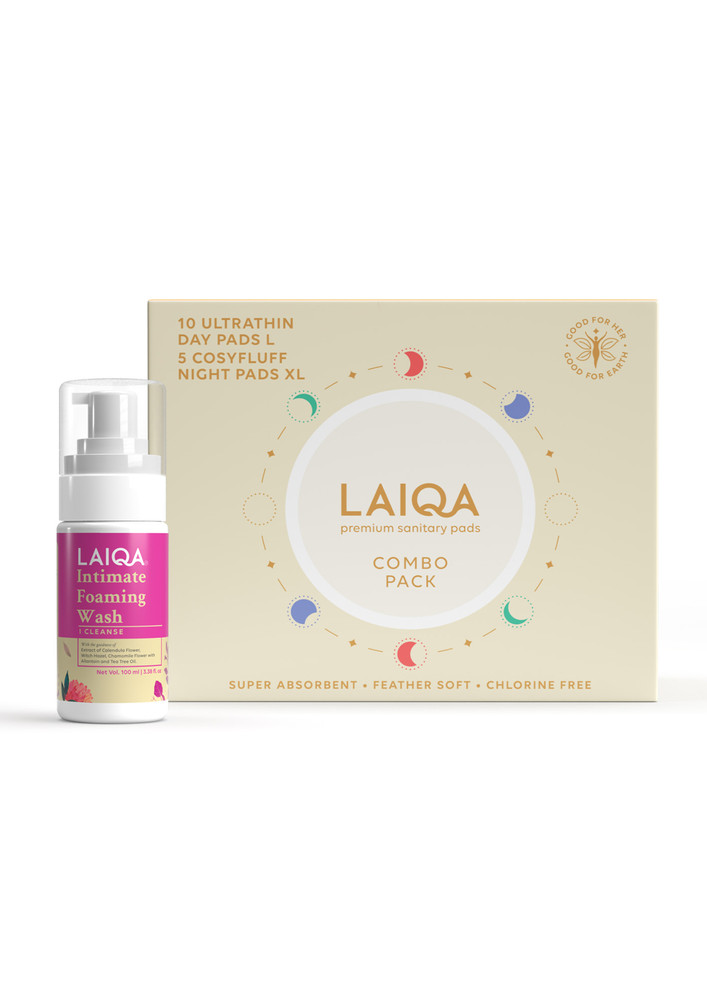LAIQA Menstrual Hygiene Kit: Intimate Foaming Wash + Sanitary Pad Combo Pack