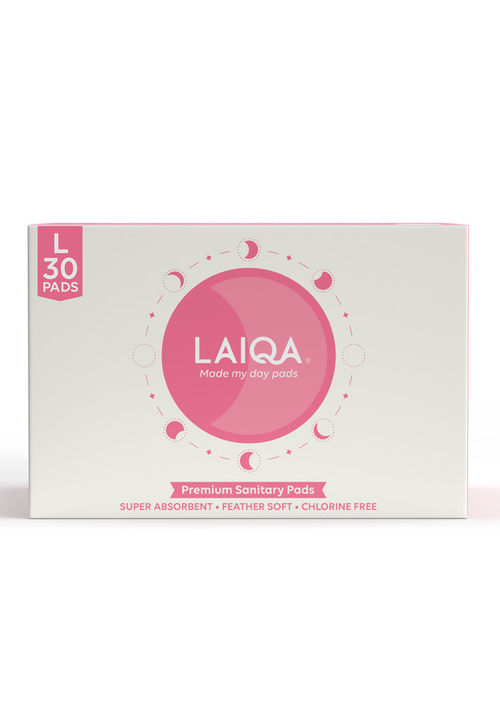 LAIQA Ultra Soft Moderate Flow Day Sanitary Pads for Women Pack of 32 - 30L Pads + 2 Pantyliners