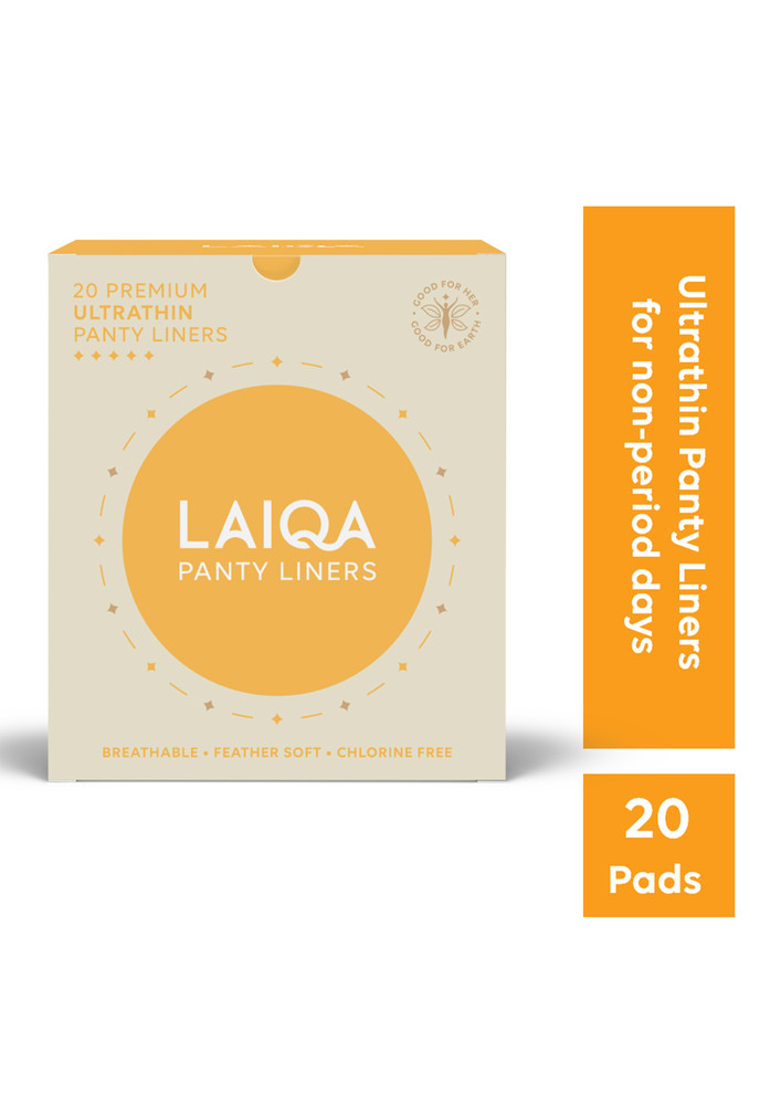 LAIQA Pantyliners for Everyday Freshness - Pack of 20 | Made with Natural Fibers | Softest Premium Daily Liners for your intimate hygiene and no spotting marks