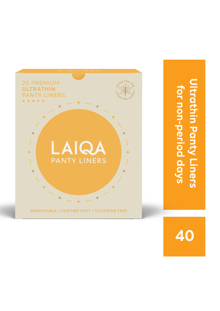 LAIQA Pantyliners for Everyday Freshness - Pack of 40 | Softest Premium Daily Liners for your intimate hygiene and no spotting marks - Pack of 2 (40 Panty Liners)