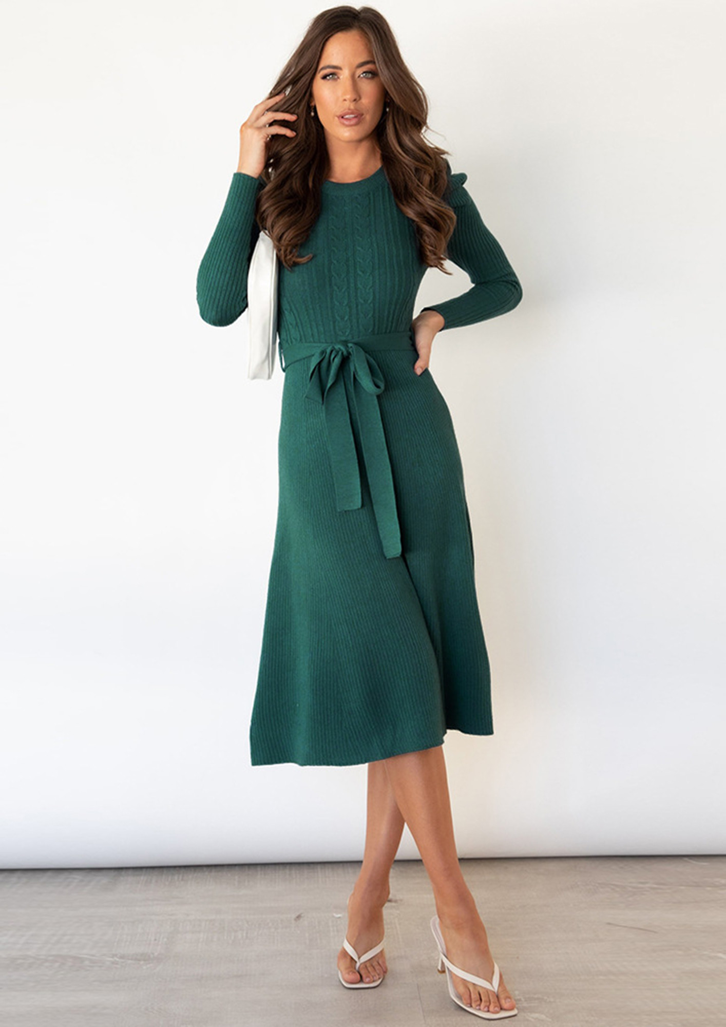 BELT AND SOLID GREEN DRESS