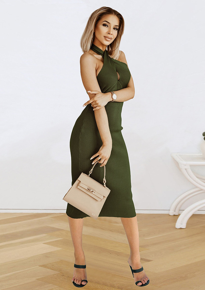 Elegance Personified Olive Bodycon Dress