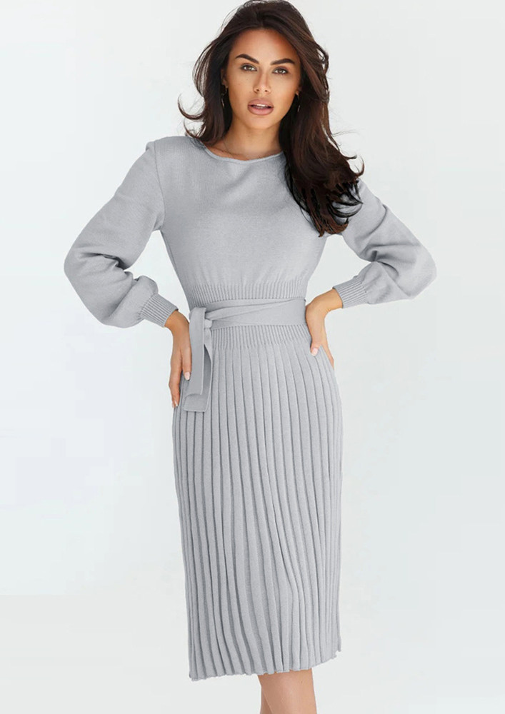 PLEATED AND PRETTY GREY DRESS