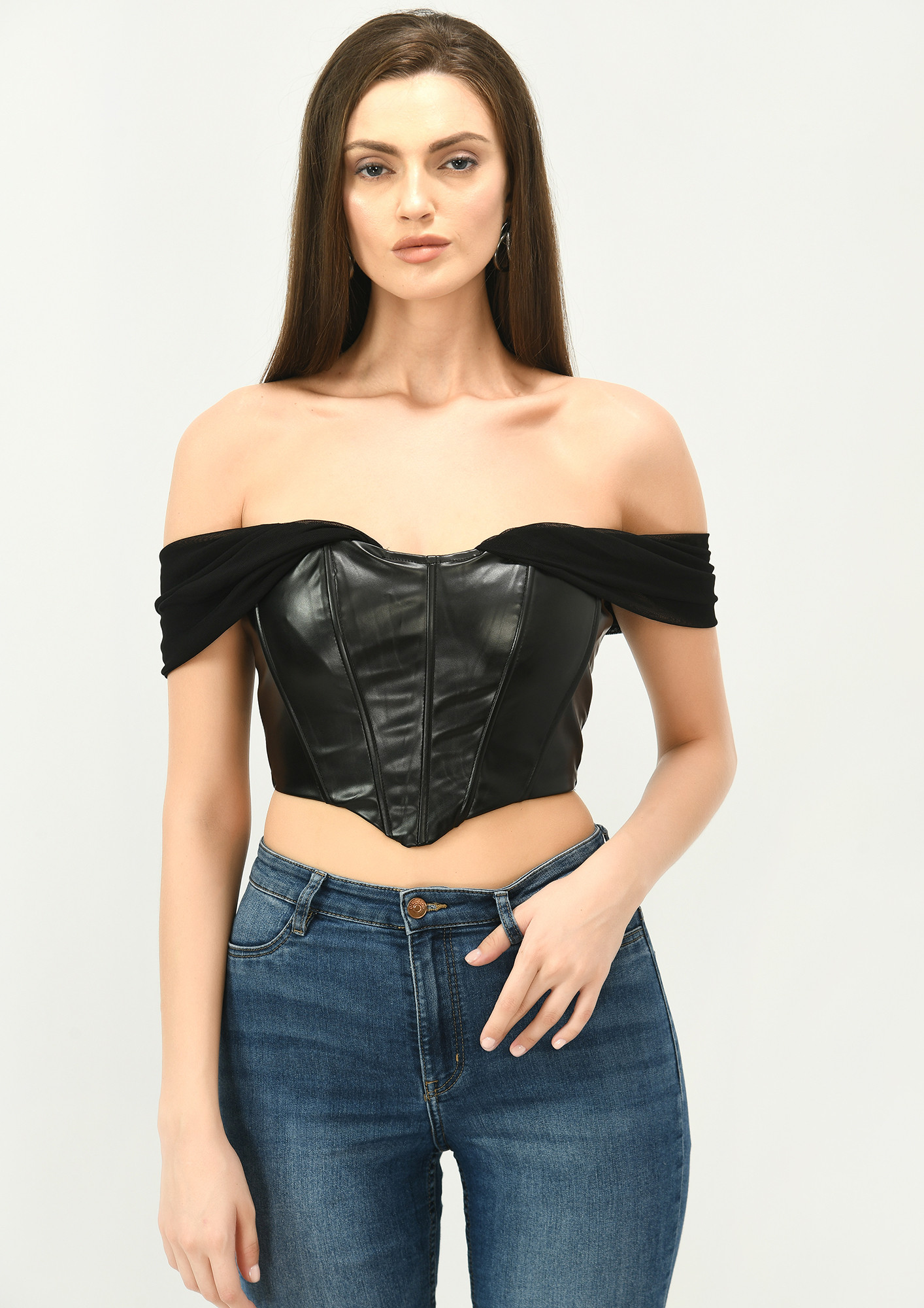 Out From Under Faux Leather-Trim Corset