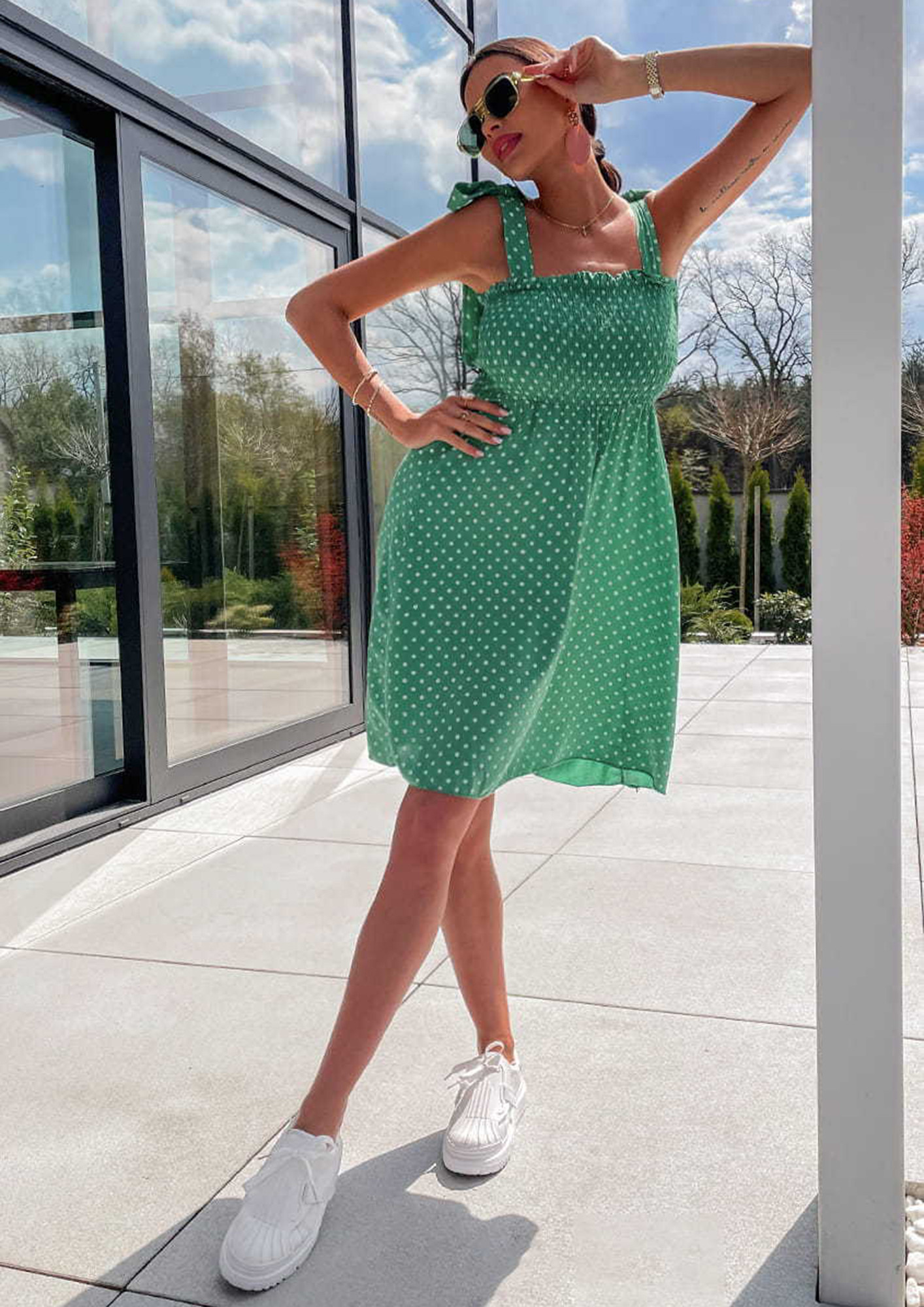 Plus Size Green Polka Dots A-Line Dress – DESINOOR.COM