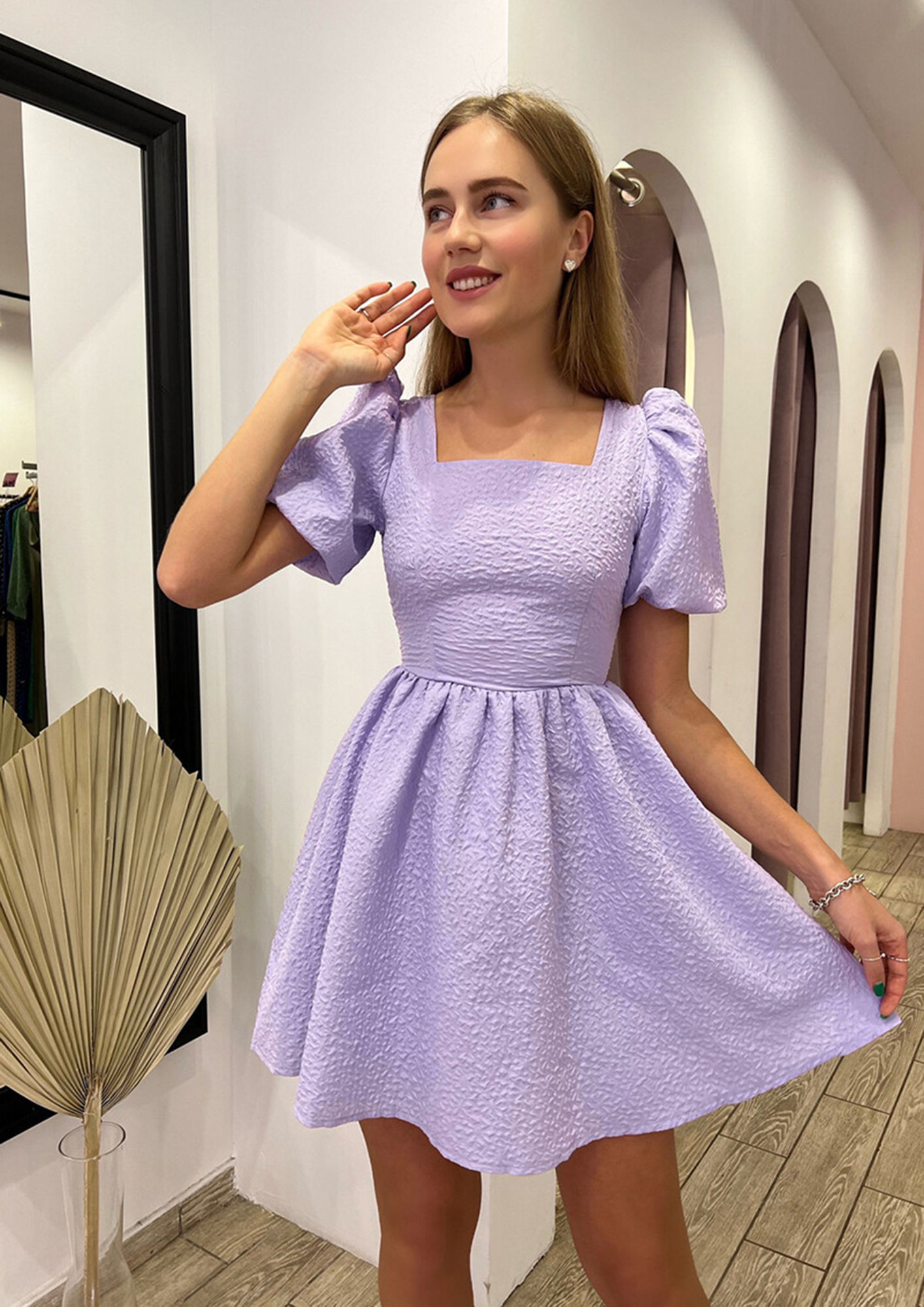 Buy LACE-UP-PURPLE CRIMPED BLUE SKATER DRESS for Women Online in India