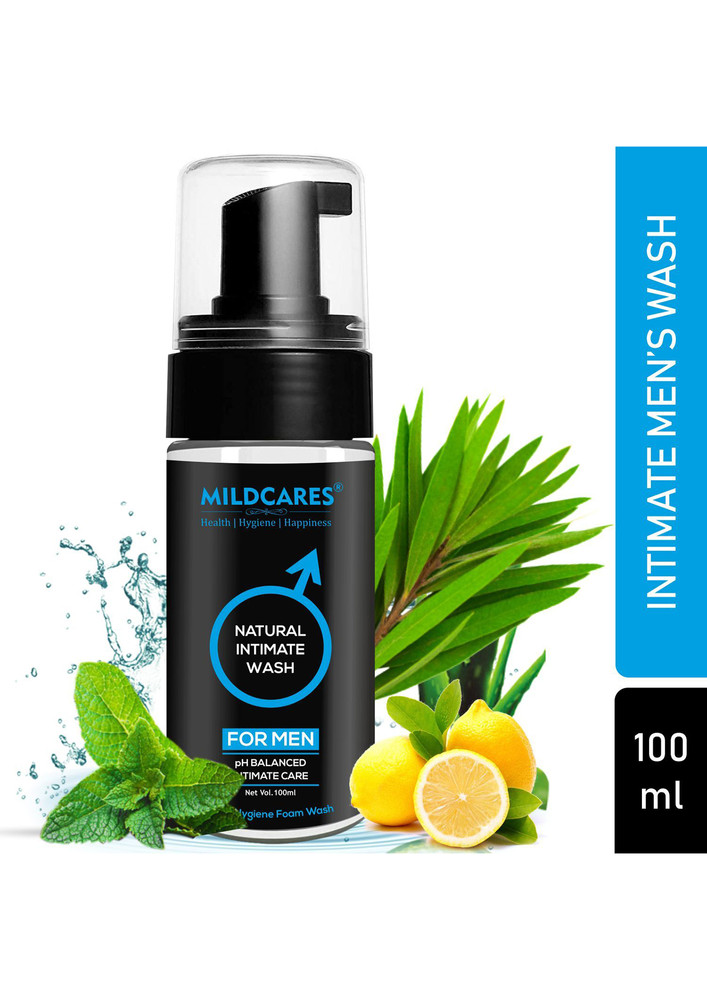 MildCares Intimate Foaming Wash for Men with Tea Tree Oil, Sea Buck Thorn Oil, Aloevera & Neem Extract | pH balanced foaming cleanser| Prevents Itching, Irritation & Bad Odor | Anti Fungal & Itching | pH Balance | Personal Hygiene Wash - 100ml