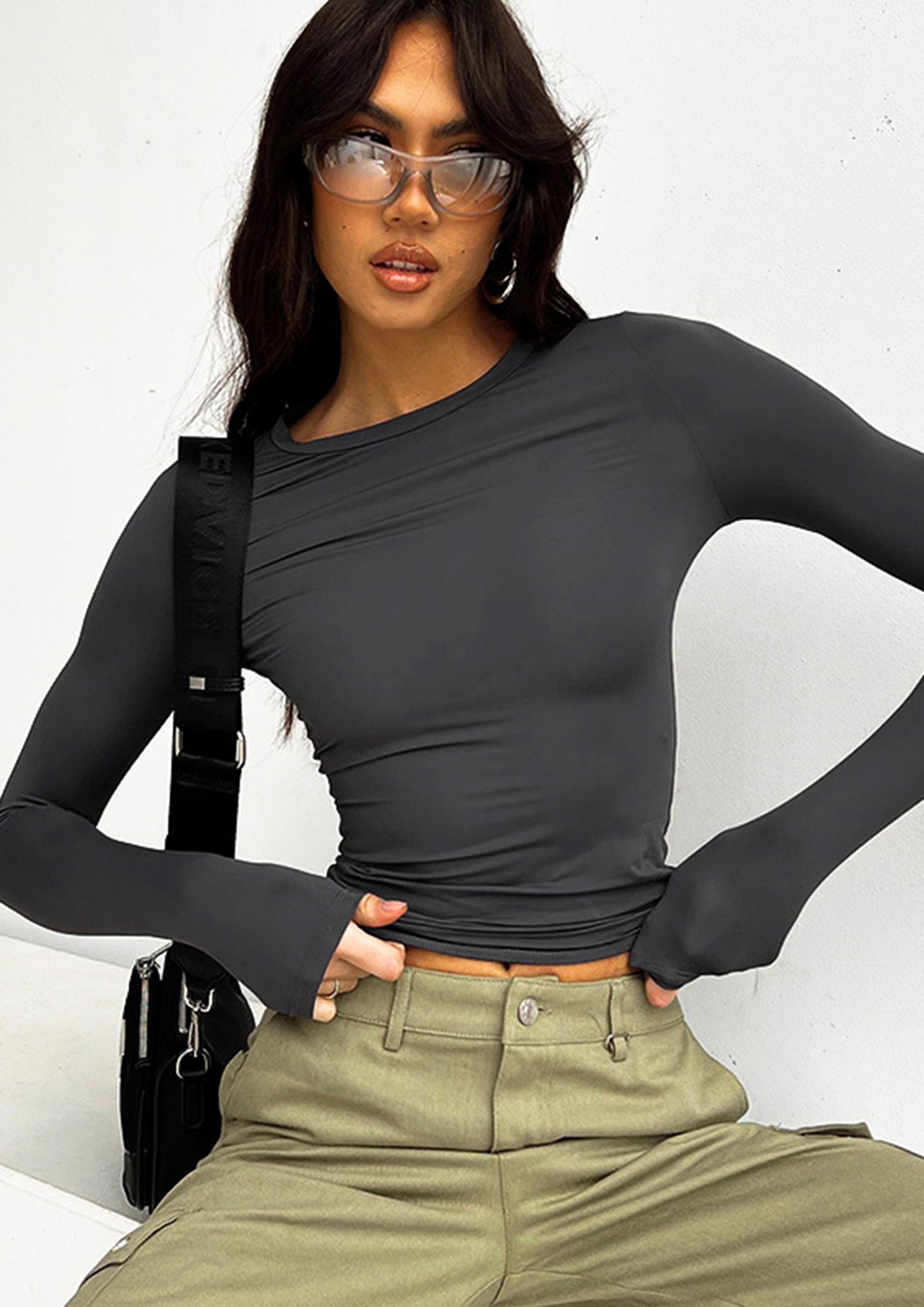 Buy CREW NECK FITTED GREY SKINZZ T-SHIRT for Women Online in India