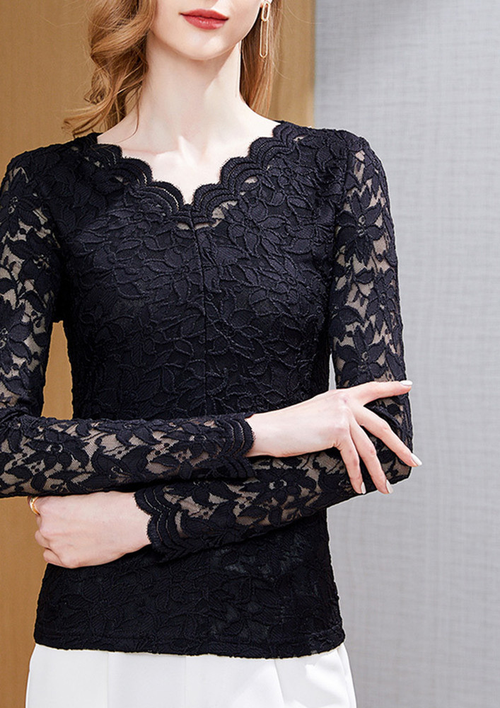 TAKE A RISK WITH LACE BLACK TOP
