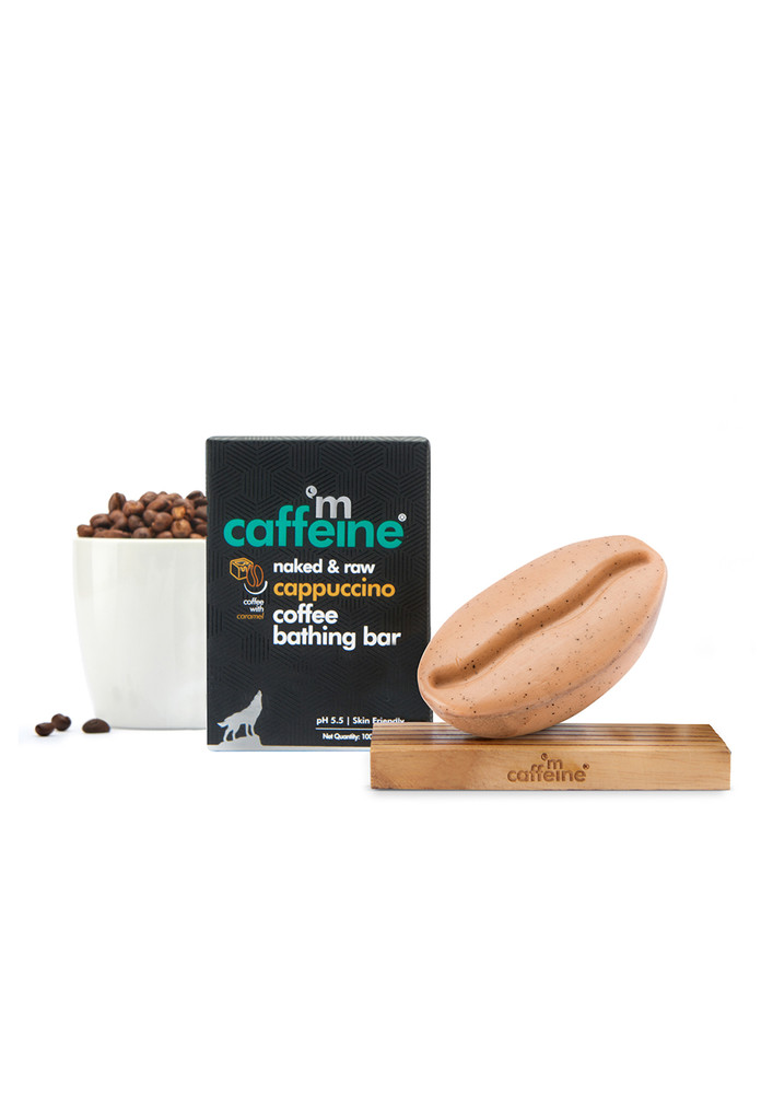 Mcaffeine Naked & Raw Cappuccino Coffee Bathing Bar Soap (ph 5.5) For Polishing With Caramel (100 G)
