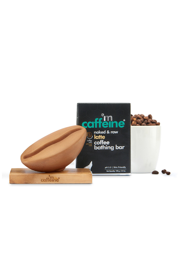 Mcaffeine Naked & Raw Latte Coffee Bathing Bar Soap (ph 5.5) For Moisturization With Almond Milk (100 G)