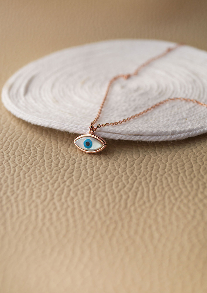 Mannash Petite Dainty Evil Eye Rose Gold Plated 925 Sterling Silver Chain Necklace